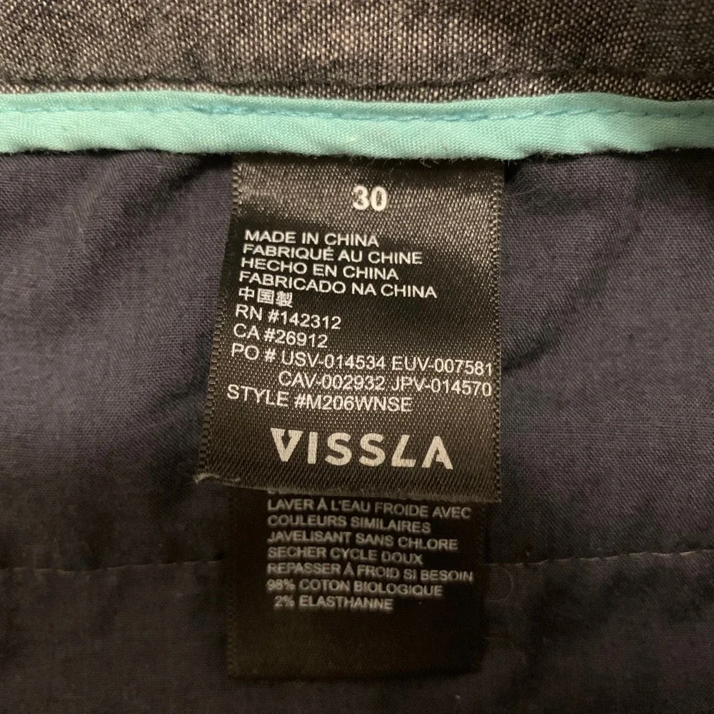 Vissla Organic Cotton Chino Shorts Mens 30W x 8